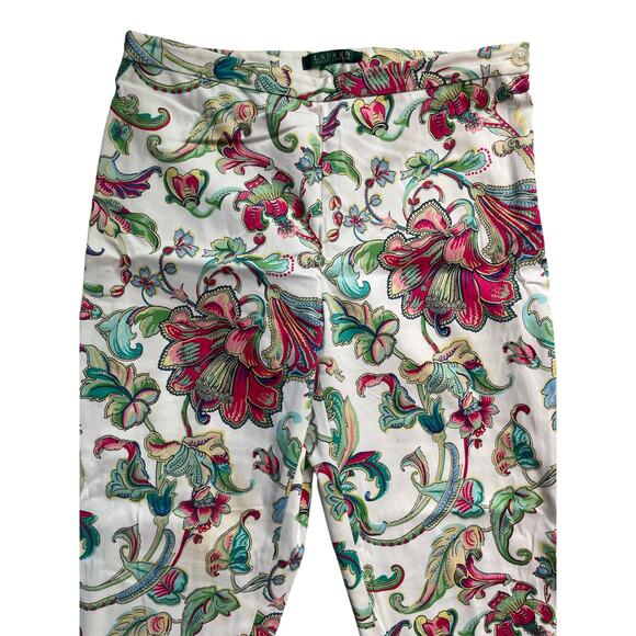 Lauren Ralph Lauren Paisley Floral Full Length Ankle Pants Size 4 - Picture 5 of 7
